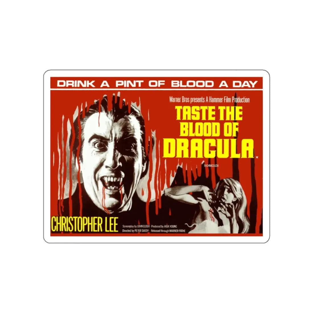 TASTE THE BLOOD OF DRACULA 1970 Movie Poster STICKER Vinyl Die-Cut Decal 6 Inch - The Sticker Space