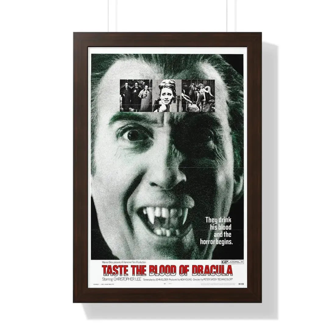TASTE THE BLOOD OF DRACULA (2) 1970 - Framed Movie Poster 16″ x 24″ Walnut - The Sticker Space