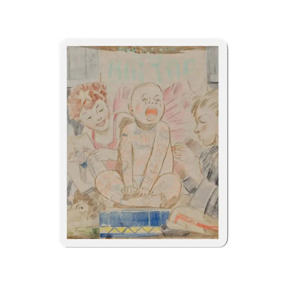 Tattoo Boy (Magazine Illustration) Refrigerator Magnet 2 Inch Die-Cut - The Sticker Space