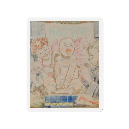 Tattoo Boy (Magazine Illustration) Refrigerator Magnet 2 Inch Die-Cut - The Sticker Space