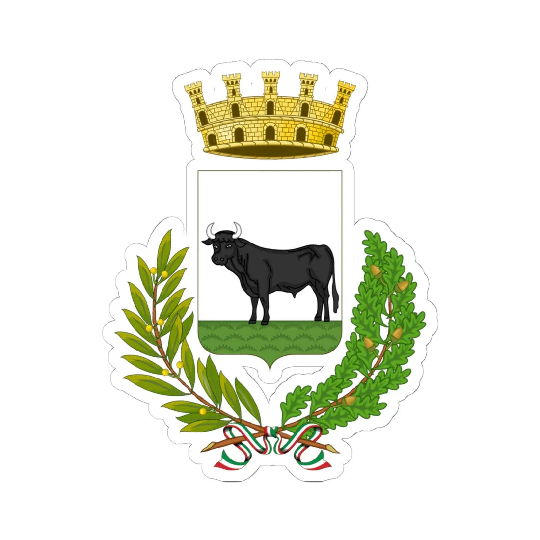 Taurisano-Stemma (Italy) (Coat of Arms) STICKER Vinyl Kiss-Cut Decal 6 Inch White - The Sticker Space