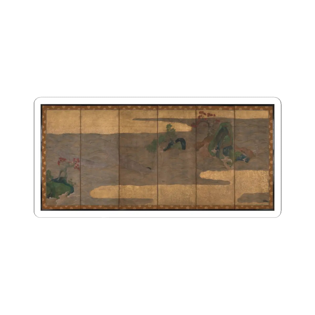 Tawaraya Sōtatsu - Boats upon Waves - mid- to late 17th century v1 - STICKER Vinyl Kiss-Cut Decal