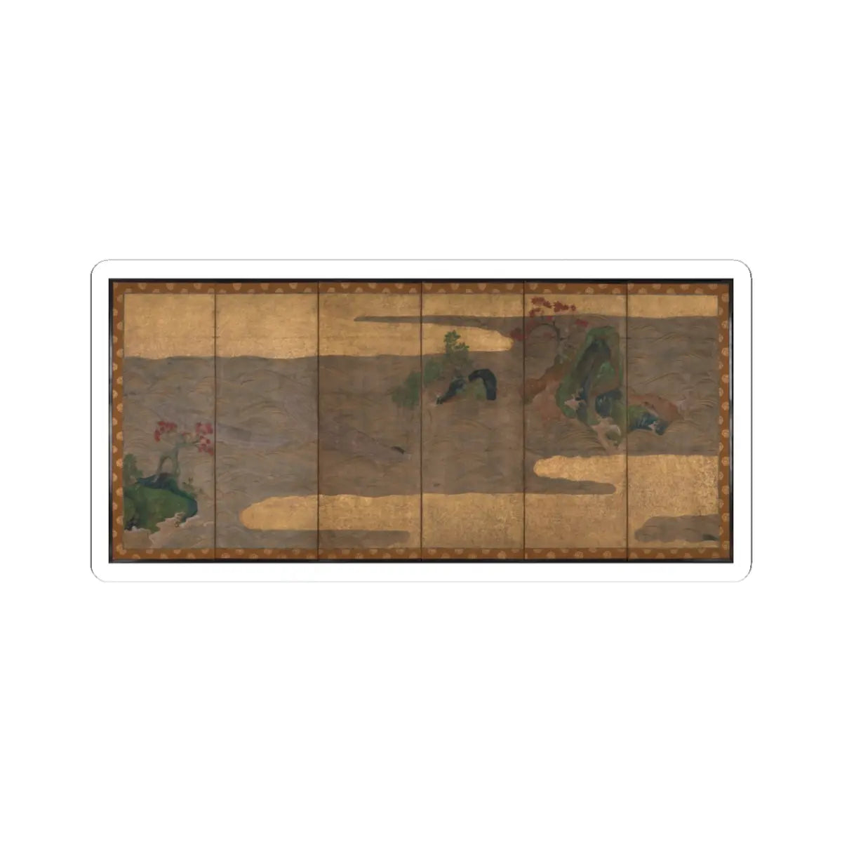 Tawaraya Sōtatsu - Boats upon Waves - mid- to late 17th century v1 - STICKER Vinyl Kiss-Cut Decal