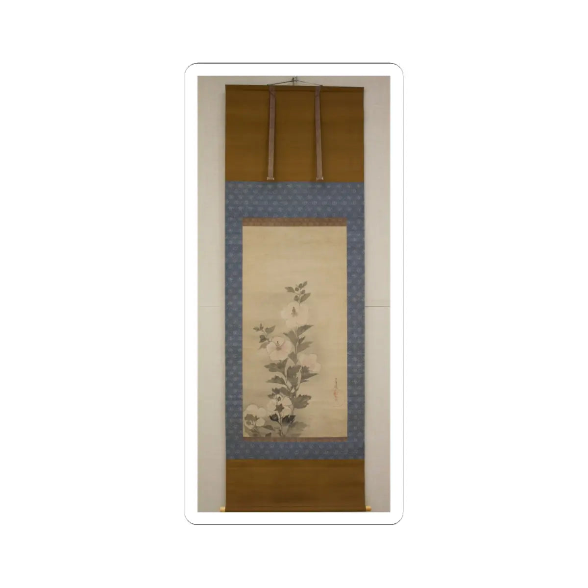 Tawaraya Sōtatsu - White Hollyhocks - 17th century v3 - STICKER Vinyl Kiss-Cut Decal