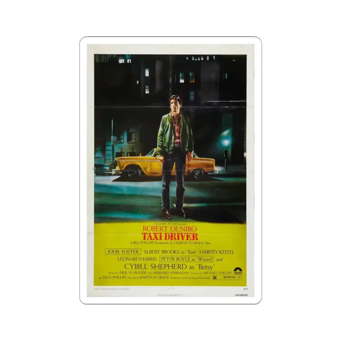 Taxi Driver 1976 Movie Poster - STICKER Vinyl Kiss-Cut Decal 4 Inch White - The Sticker Space