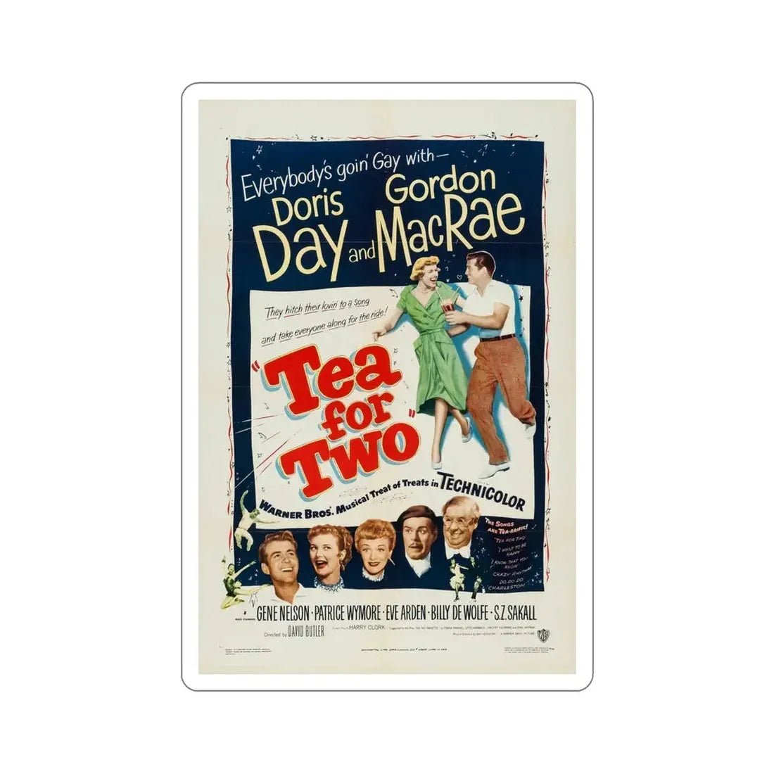 Tea for Two 1950 Movie Poster STICKER Vinyl Die-Cut Decal 5 Inch - The Sticker Space
