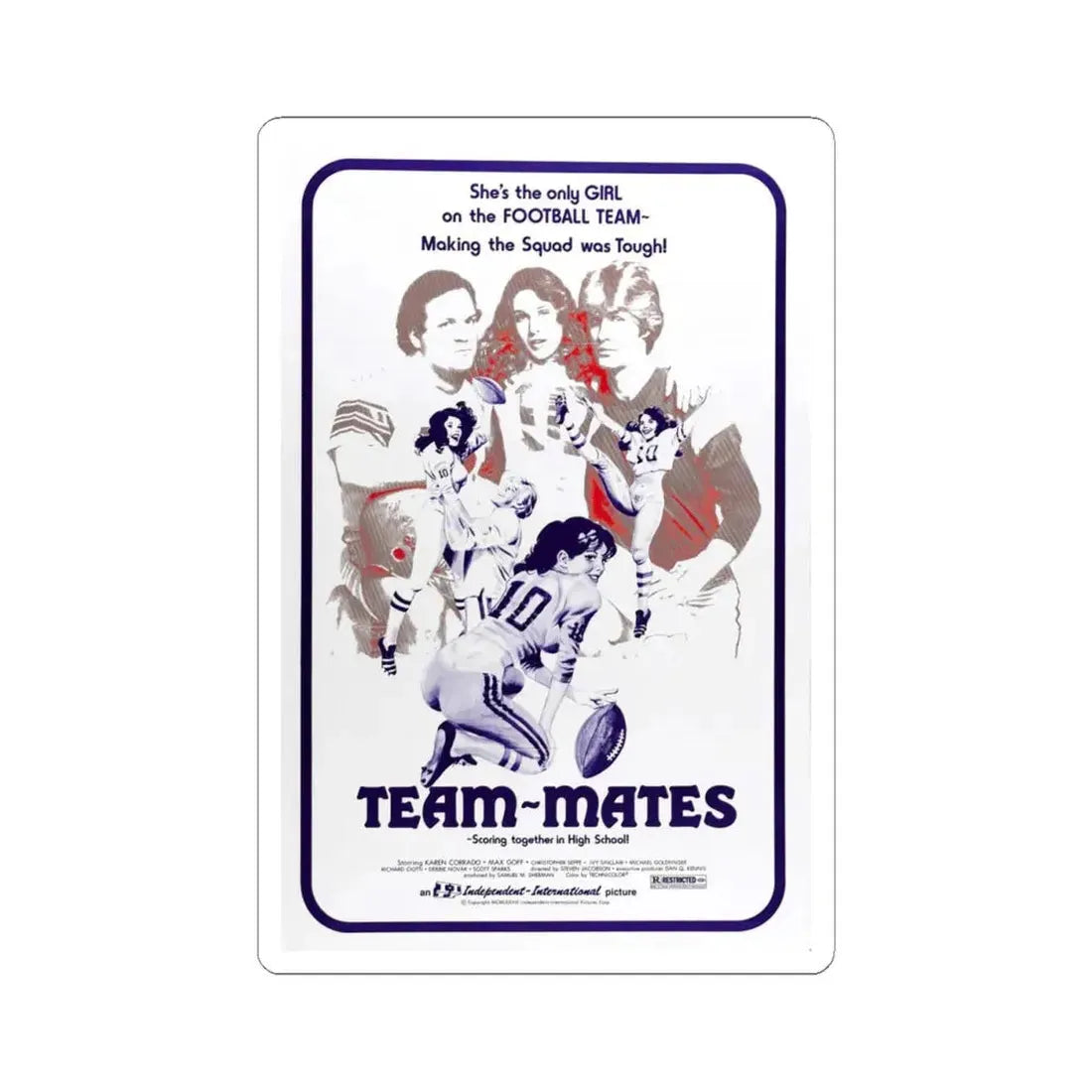 TEAM-MATES 1978 Movie Poster - STICKER Vinyl Kiss-Cut Decal 4 Inch White - The Sticker Space