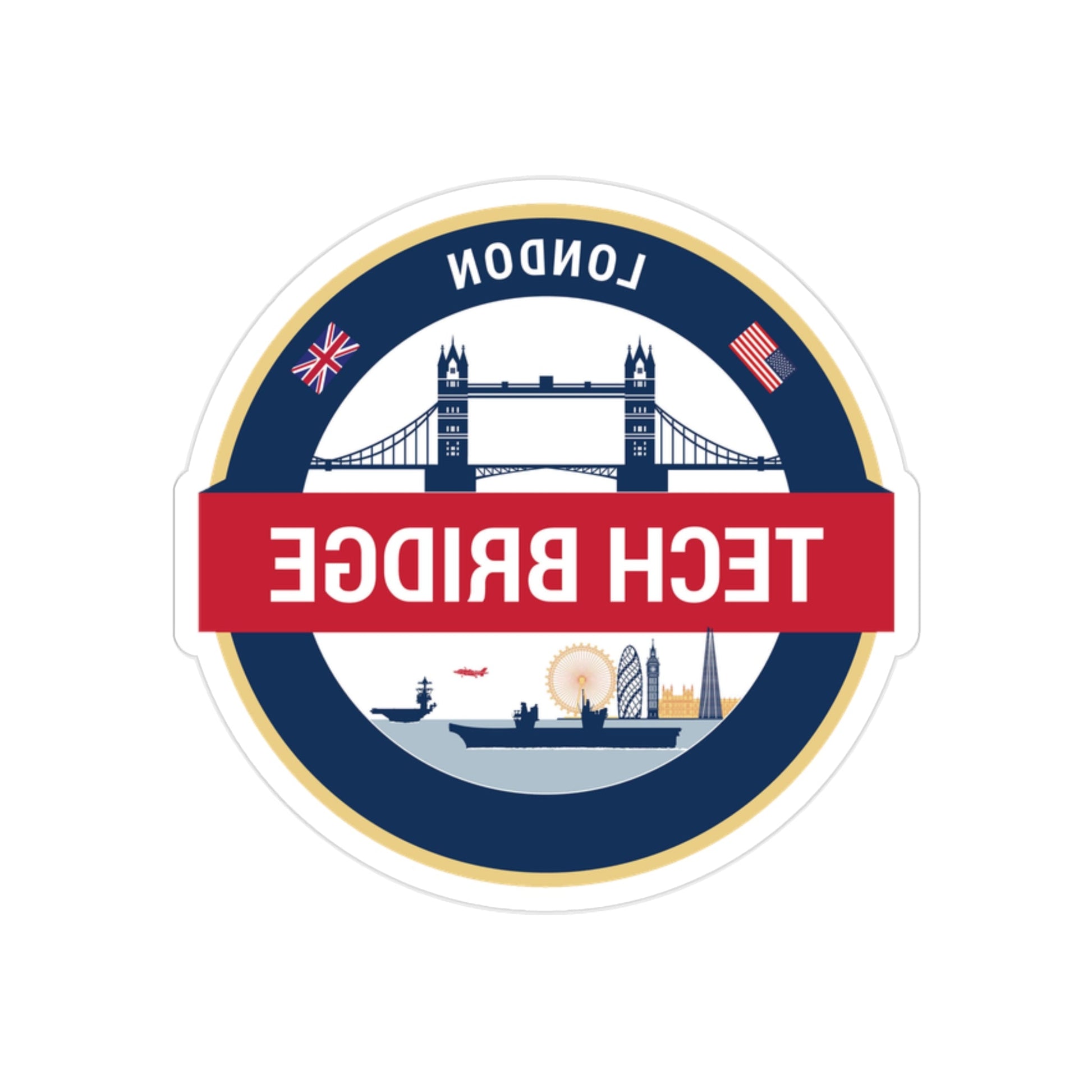 Tech Bridge London (U.S. Navy) REVERSE PRINT Transparent STICKER-2 Inch-The Sticker Space