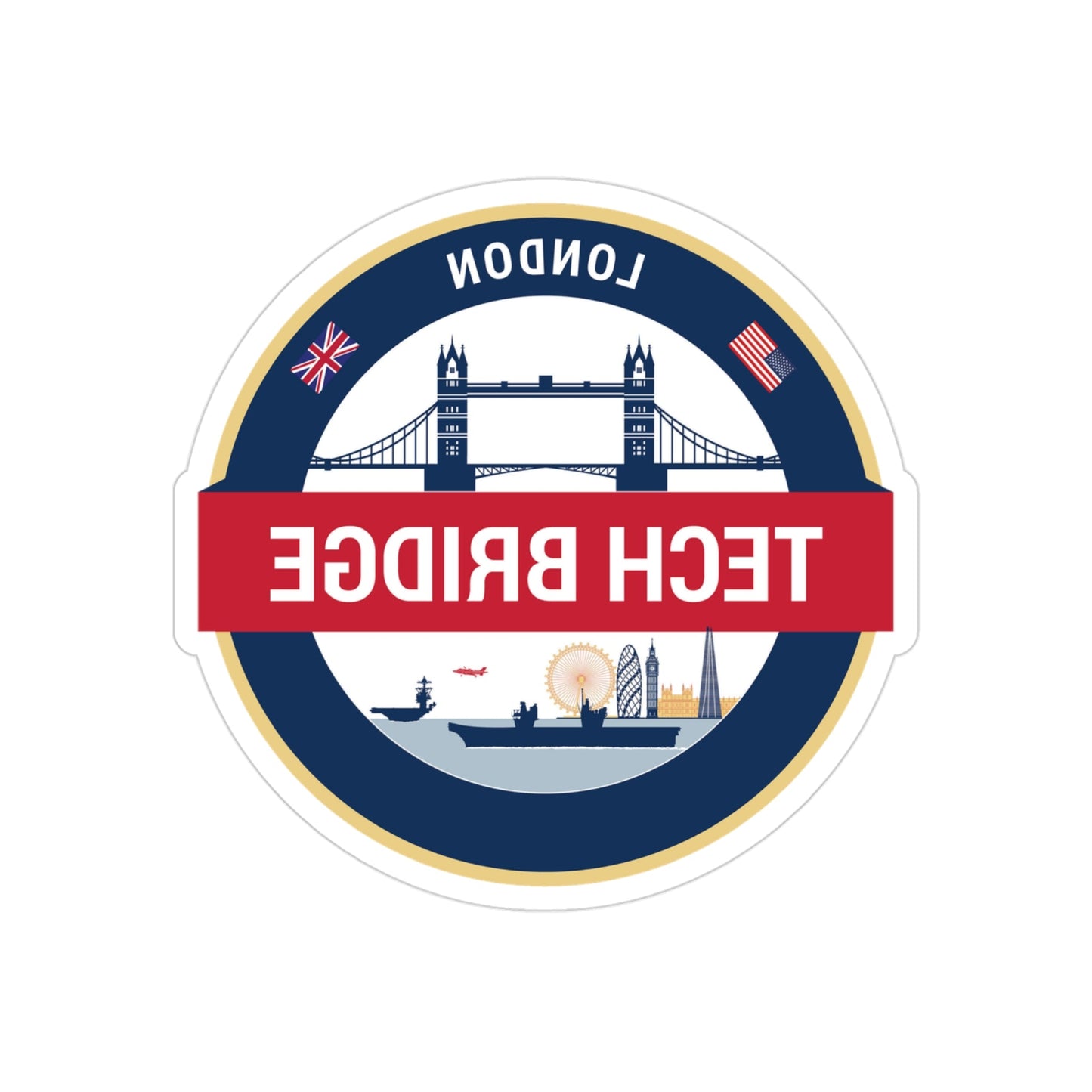 Tech Bridge London (U.S. Navy) REVERSE PRINT Transparent STICKER-3 Inch-The Sticker Space