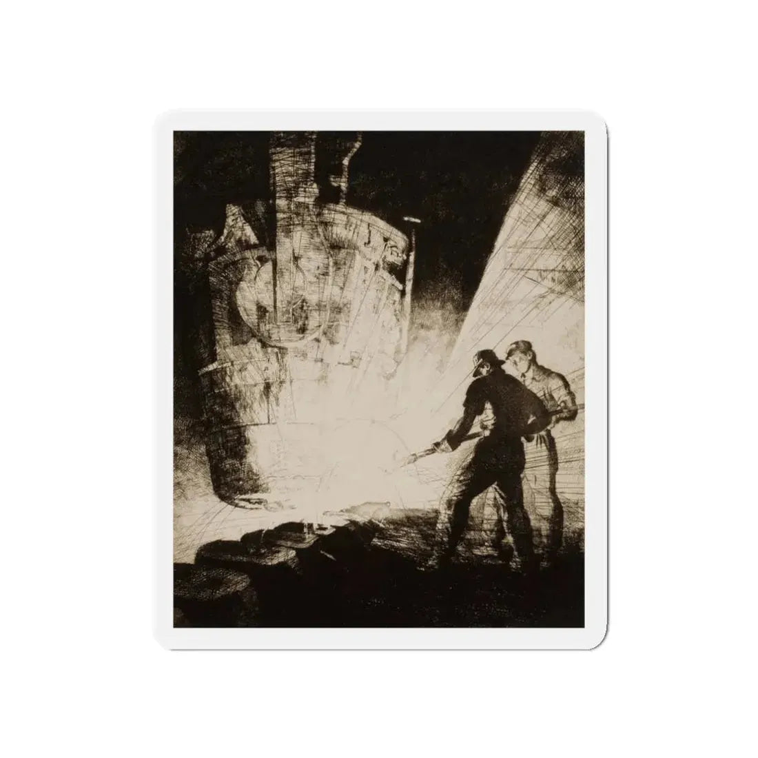 Teeming Ingots, 1935 (Magazine Illustration) Refrigerator Magnet 3 Inch Die-Cut - The Sticker Space