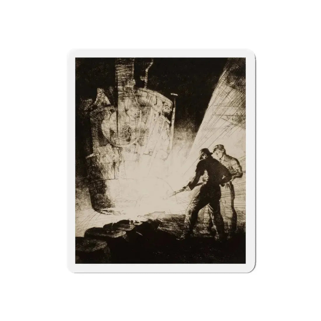 Teeming Ingots, 1935 (Magazine Illustration) Refrigerator Magnet 4 Inch Die-Cut - The Sticker Space