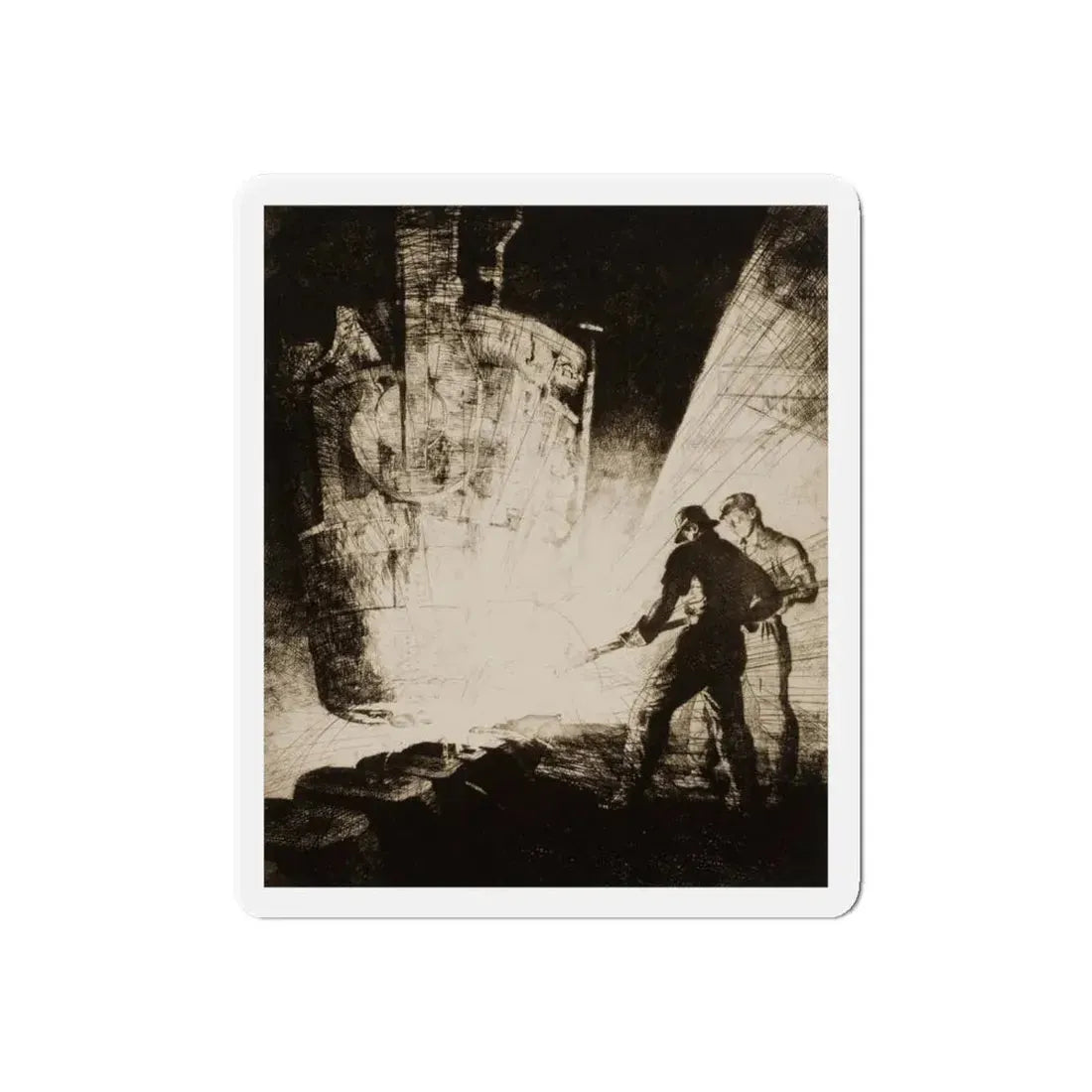 Teeming Ingots, 1935 (Magazine Illustration) Refrigerator Magnet 6 Inch Die-Cut - The Sticker Space