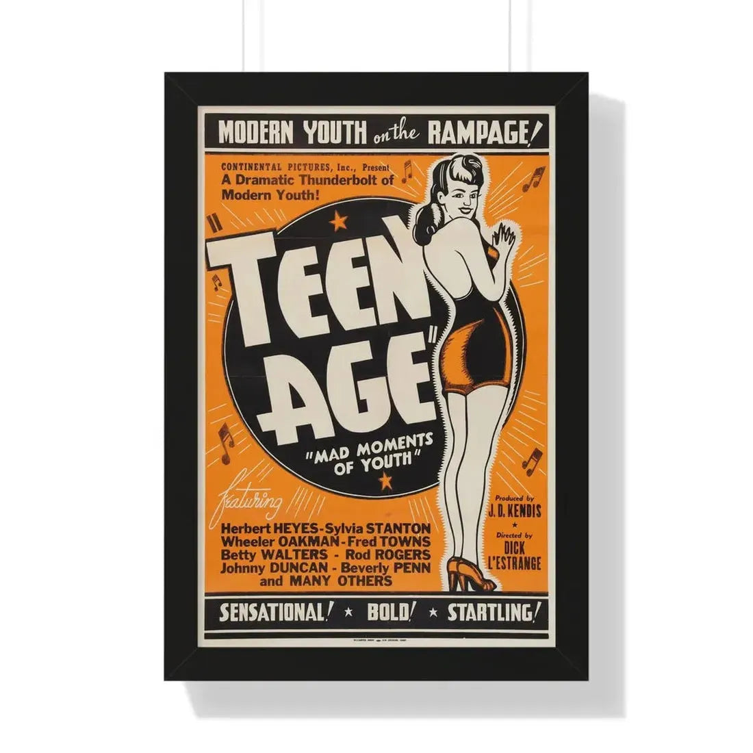 TEEN AGE 1943 - Framed Movie Poster 16″ x 24″ Black - The Sticker Space