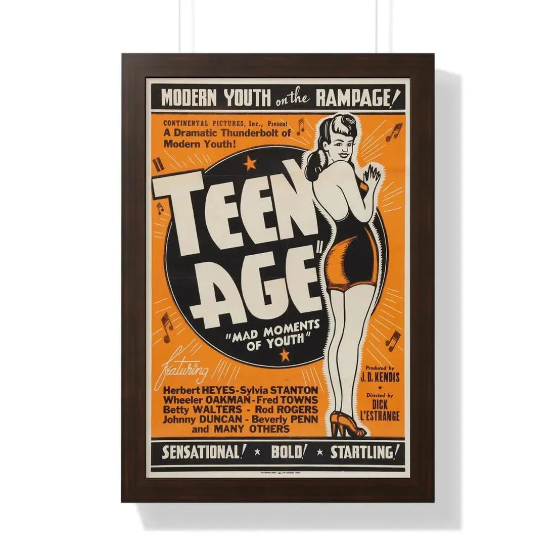 TEEN AGE 1943 - Framed Movie Poster 16″ x 24″ Walnut - The Sticker Space
