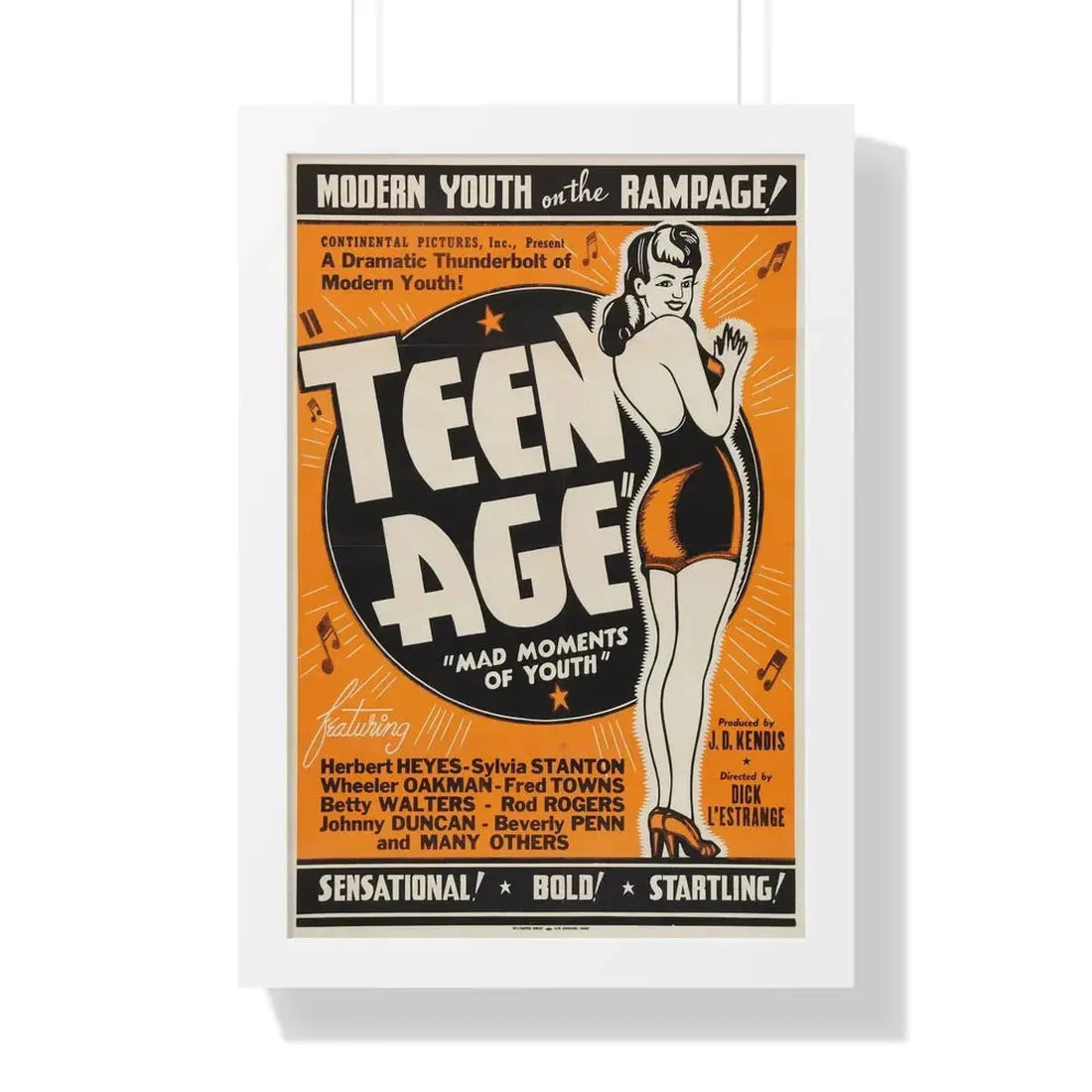 TEEN AGE 1943 - Framed Movie Poster 16″ x 24″ White - The Sticker Space