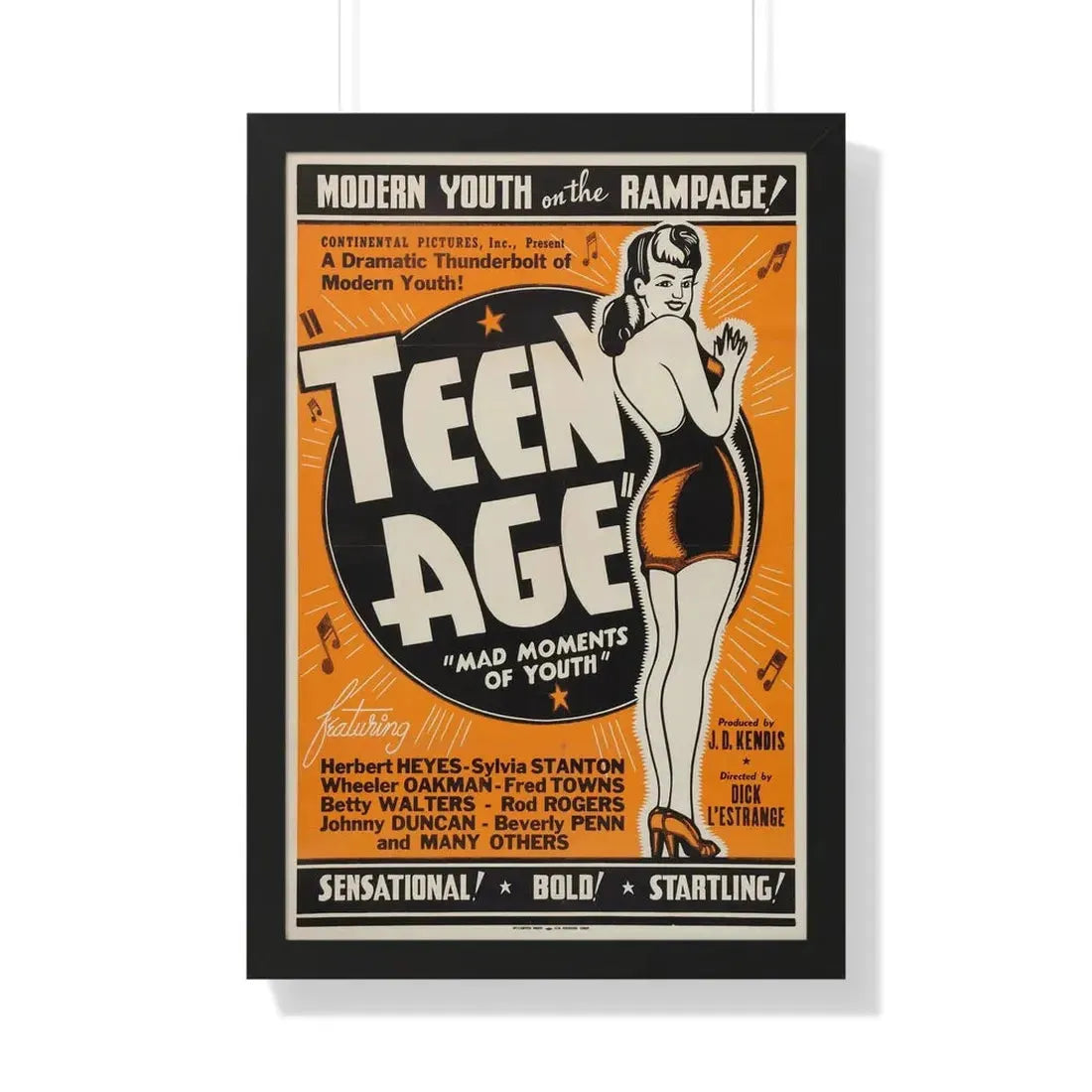 TEEN AGE 1943 - Framed Movie Poster 20" x 30" Black - The Sticker Space