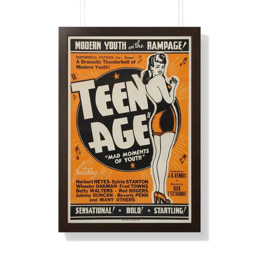 TEEN AGE 1943 - Framed Movie Poster 20" x 30" Walnut - The Sticker Space