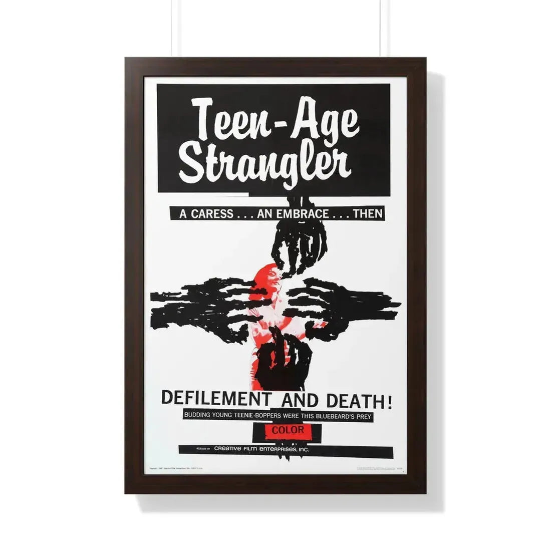 TEEN-AGE STRANGLER 1964 - Framed Movie Poster 20" x 30" Walnut - The Sticker Space