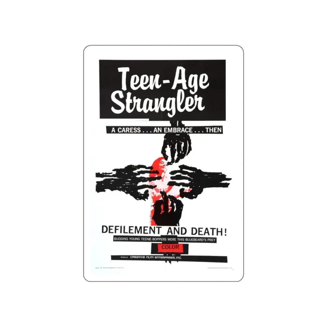 TEEN-AGE STRANGLER 1964 Movie Poster STICKER Vinyl Die-Cut Decal 3 Inch - The Sticker Space
