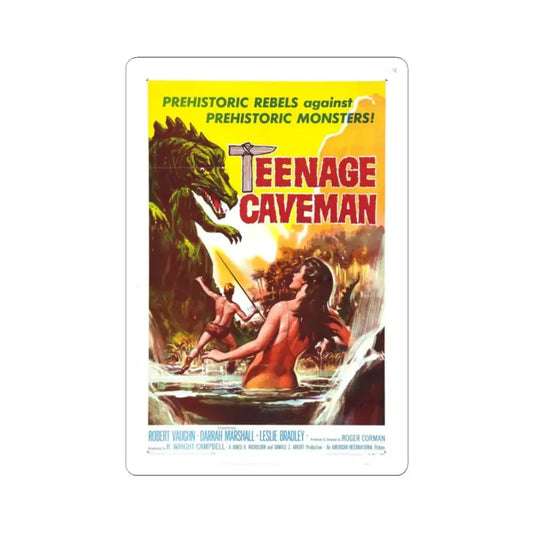 TEENAGE CAVEMAN 1958 Movie Poster - STICKER Vinyl Kiss-Cut Decal 2 Inch White - The Sticker Space