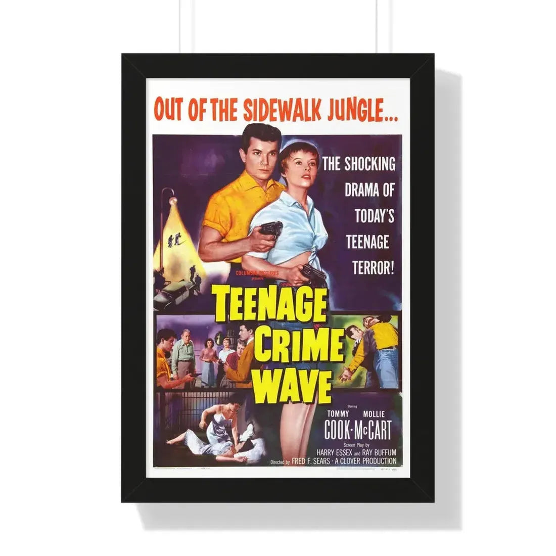 TEENAGE CRIME WAVE 1955 - Framed Movie Poster 16″ x 24″ Black - The Sticker Space