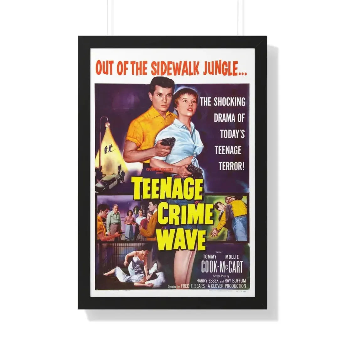 TEENAGE CRIME WAVE 1955 - Framed Movie Poster 20" x 30" Black - The Sticker Space