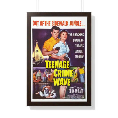 TEENAGE CRIME WAVE 1955 - Framed Movie Poster 20" x 30" Walnut - The Sticker Space