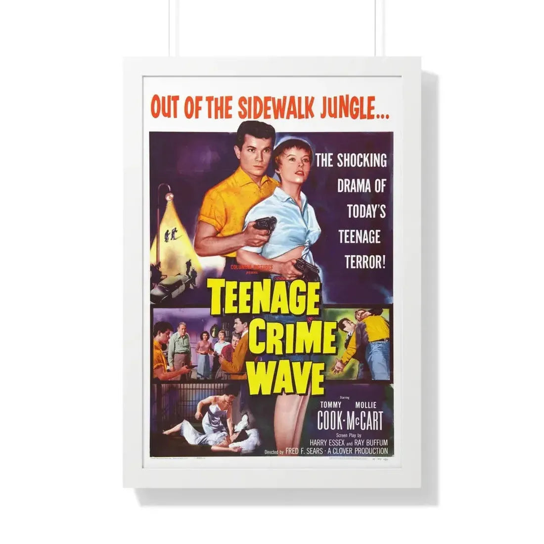 TEENAGE CRIME WAVE 1955 - Framed Movie Poster 20" x 30" White - The Sticker Space