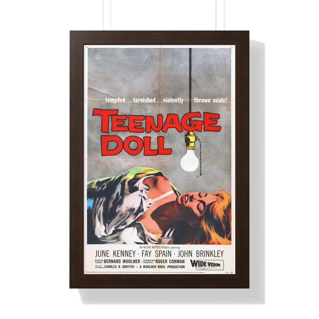 TEENAGE DOLL 1957 - Framed Movie Poster 16″ x 24″ Walnut - The Sticker Space