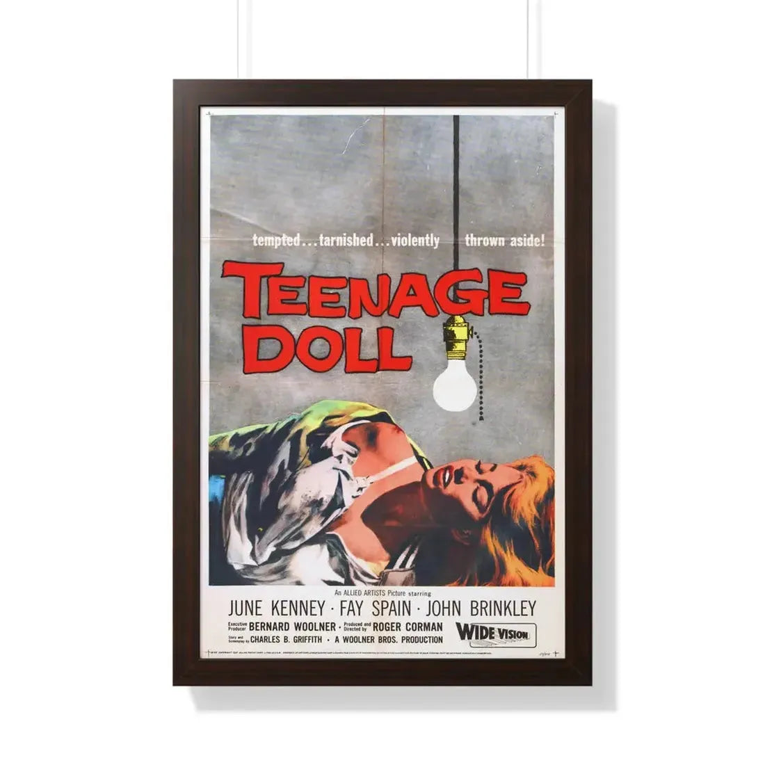 TEENAGE DOLL 1957 - Framed Movie Poster 20" x 30" Walnut - The Sticker Space