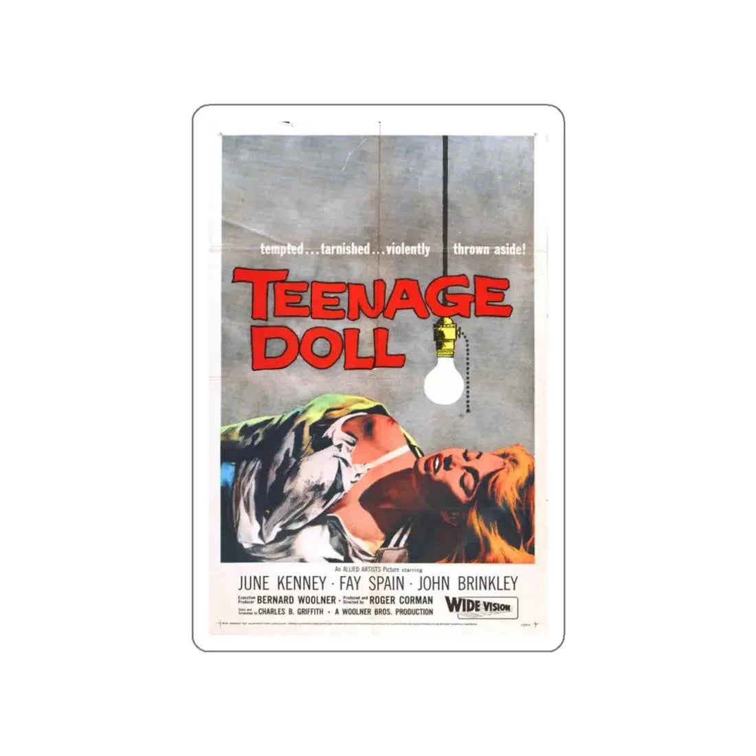 TEENAGE DOLL 1957 Movie Poster STICKER Vinyl Die-Cut Decal 3 Inch - The Sticker Space