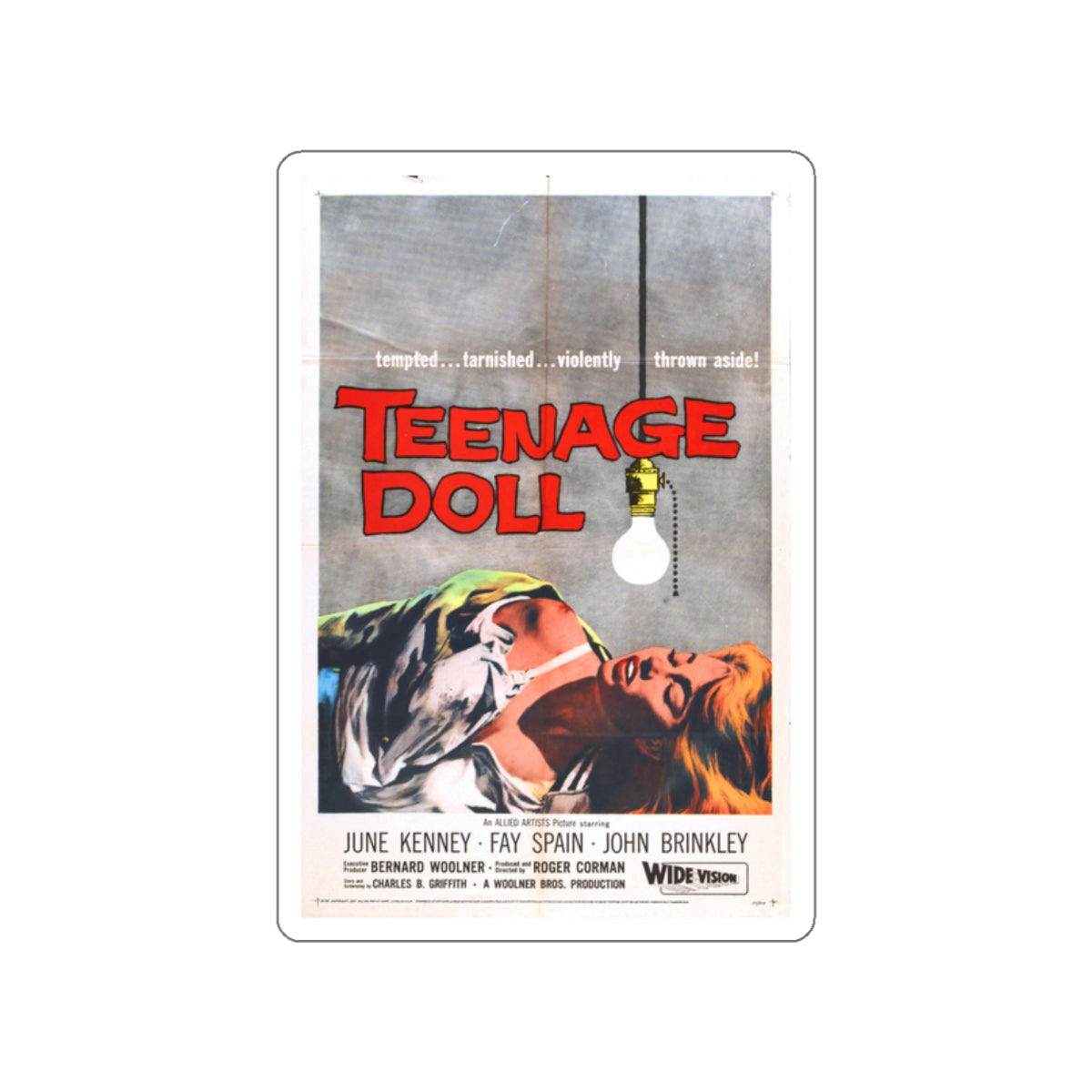 TEENAGE DOLL 1957 Movie Poster STICKER Vinyl Die-Cut Decal-White-The Sticker Space