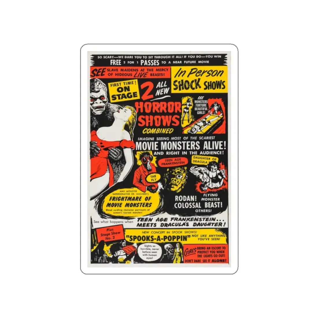 TEENAGE FRANKENSTEIN + DRACULAS DAUGHTER 1936 Movie Poster STICKER Vinyl Die-Cut Decal 2 Inch - The Sticker Space