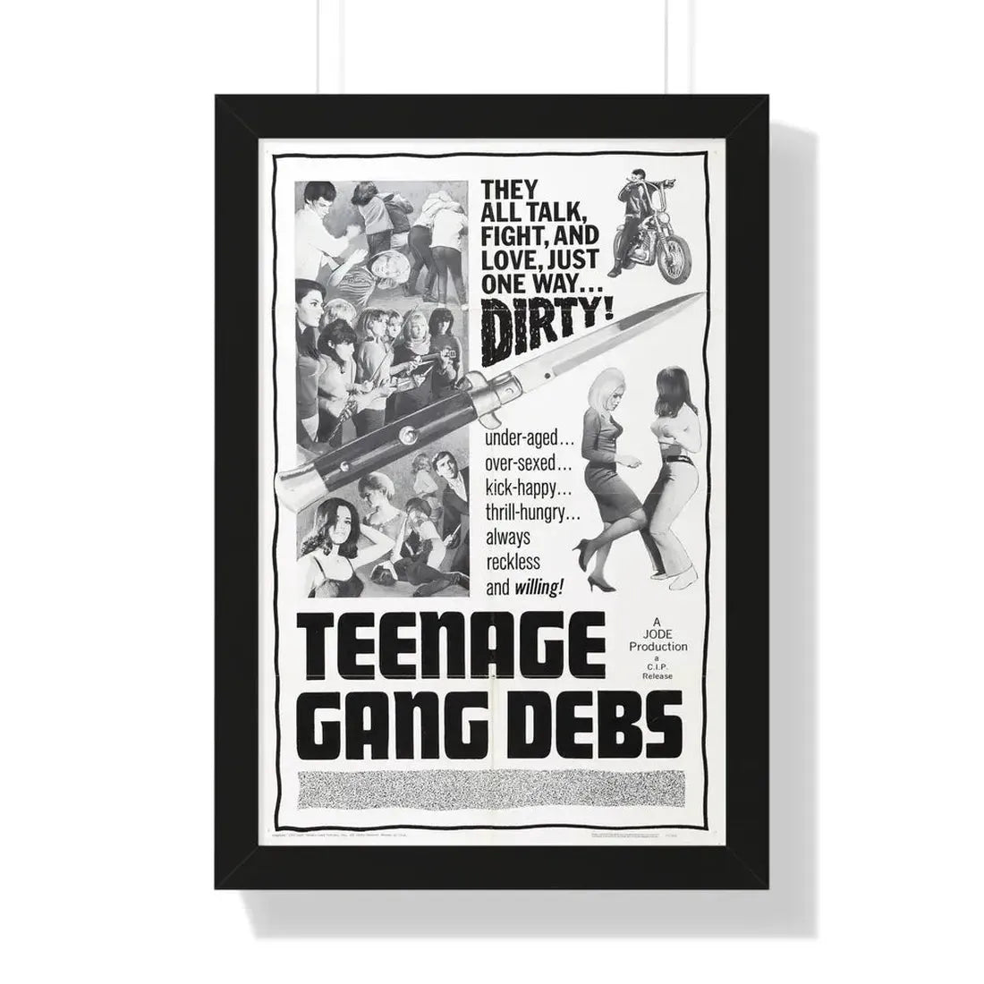 TEENAGE GANG DEBS 1966 - Framed Movie Poster 16″ x 24″ Black - The Sticker Space