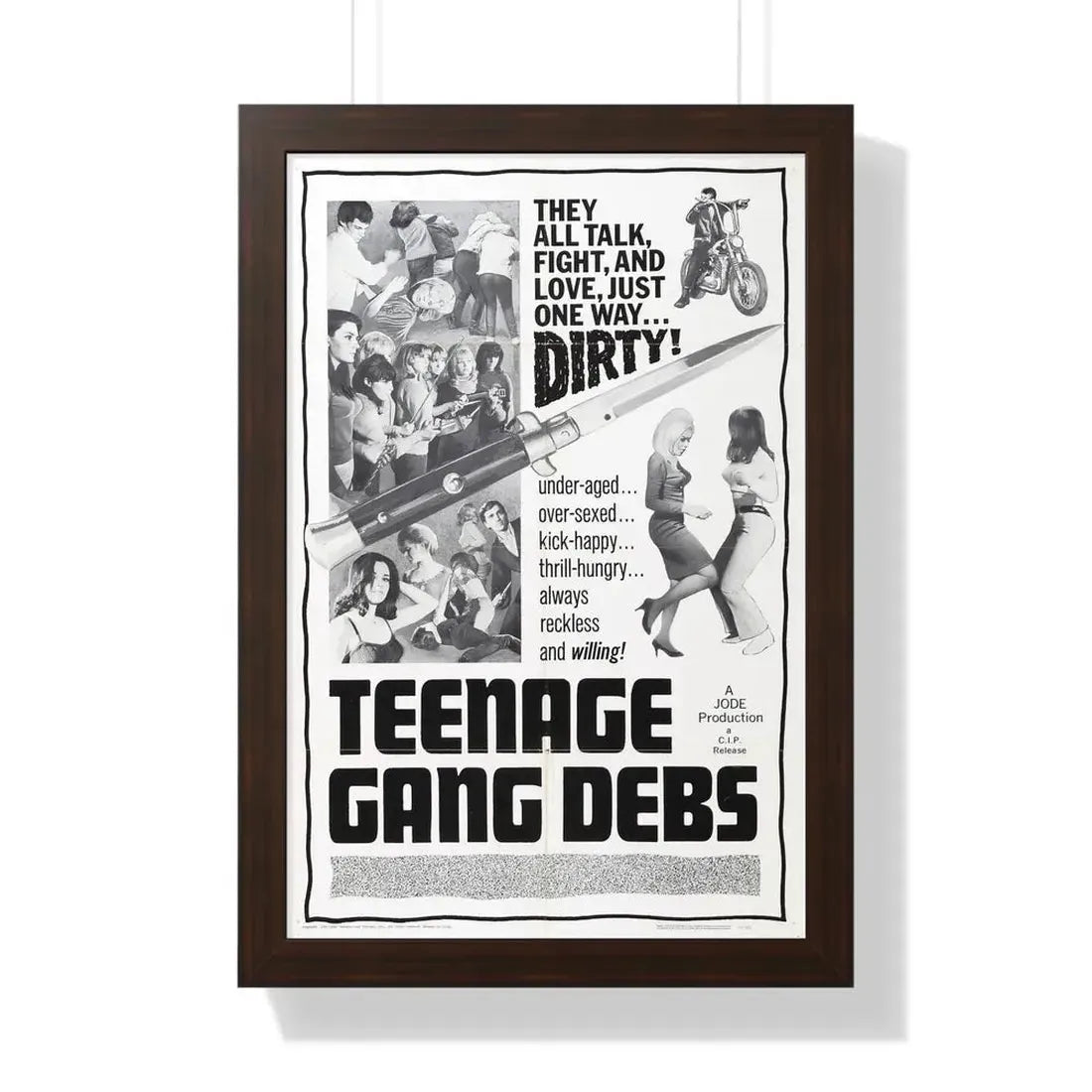 TEENAGE GANG DEBS 1966 - Framed Movie Poster 16″ x 24″ Walnut - The Sticker Space