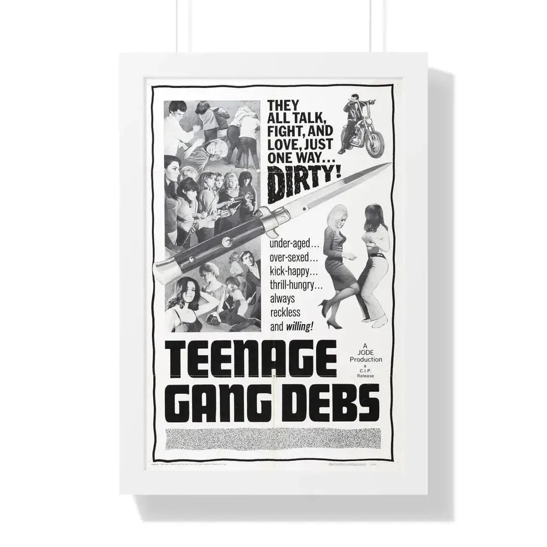 TEENAGE GANG DEBS 1966 - Framed Movie Poster 16″ x 24″ White - The Sticker Space
