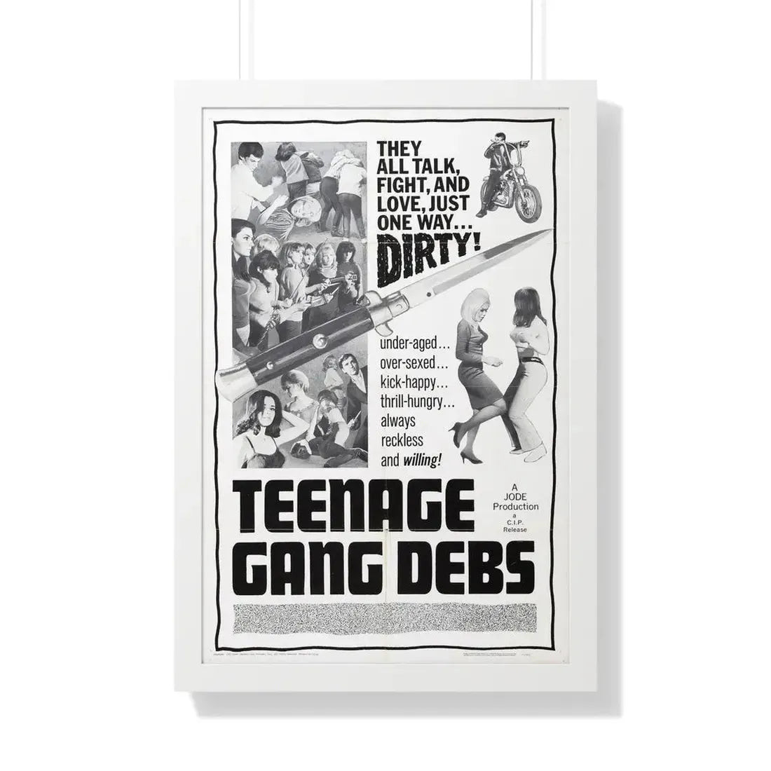 TEENAGE GANG DEBS 1966 - Framed Movie Poster 20" x 30" White - The Sticker Space