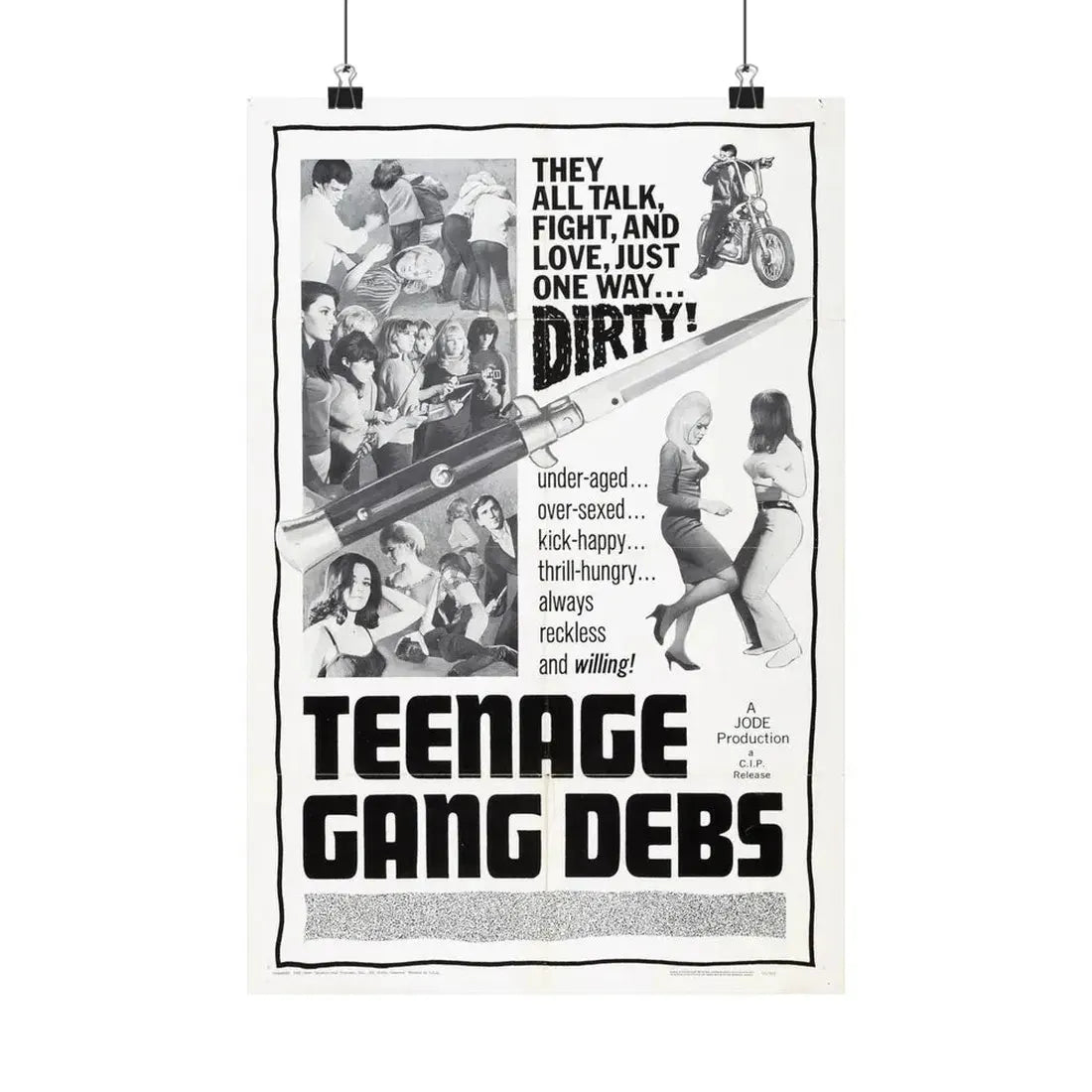 TEENAGE GANG DEBS 1966 - Paper Movie Poster 12″ x 18″ Matte - The Sticker Space