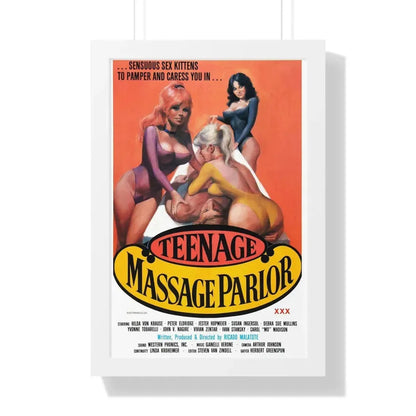 TEENAGE MASSAGE PARLOR 1976 - Framed Movie Poster 16″ x 24″ White - The Sticker Space