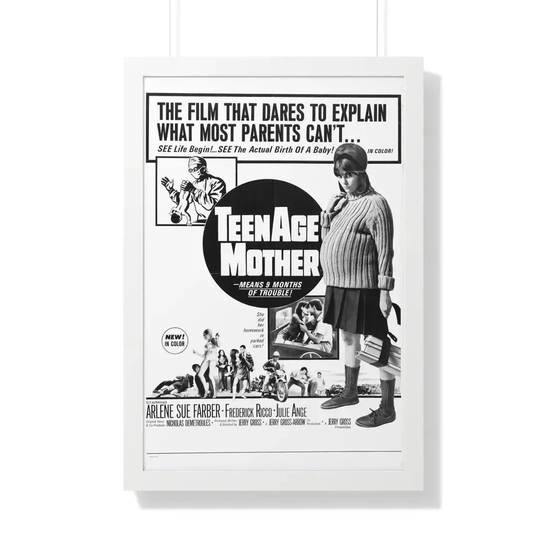 TEENAGE MOTHER 1967 - Framed Movie Poster 20" x 30" White - The Sticker Space