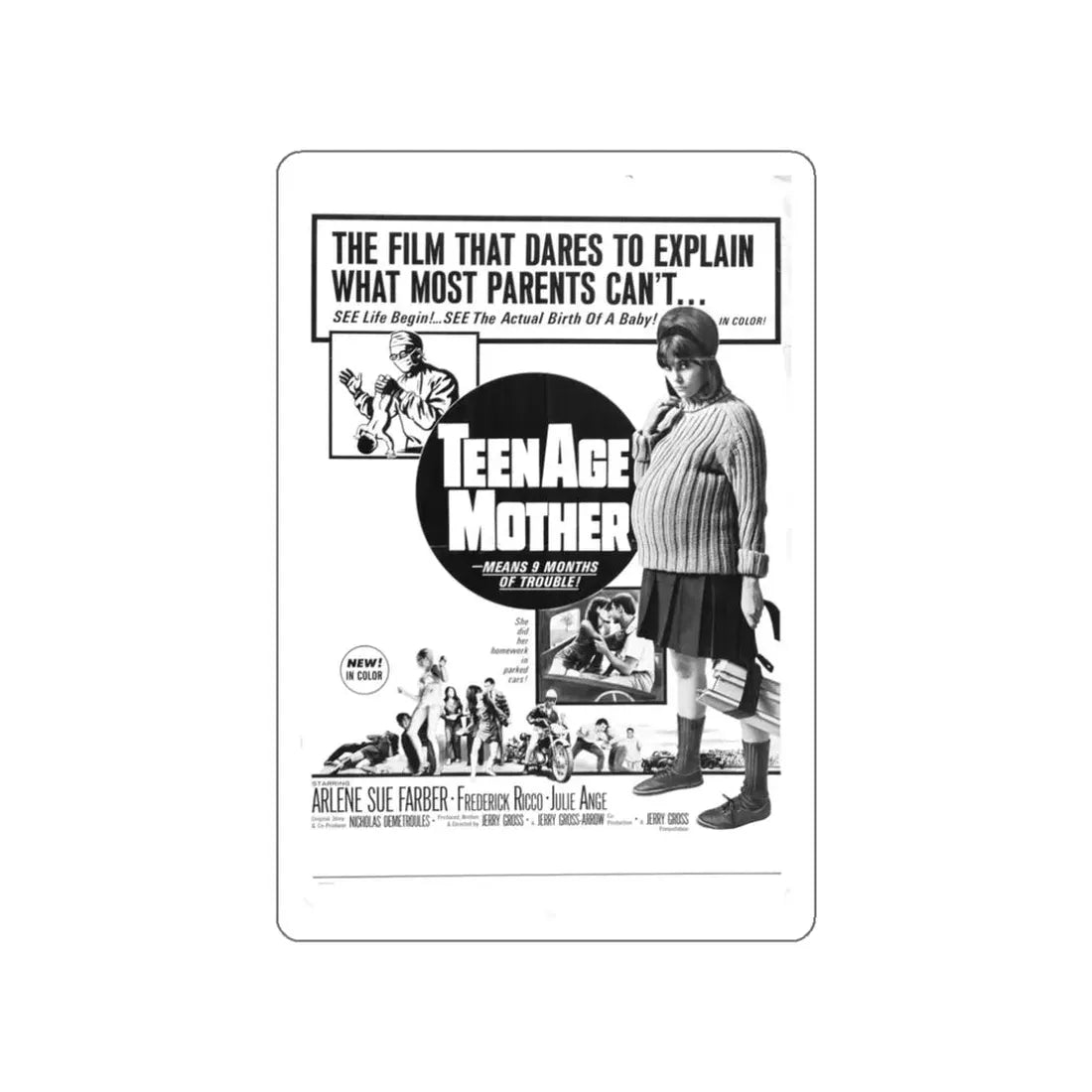 TEENAGE MOTHER 1967 Movie Poster STICKER Vinyl Die-Cut Decal 3 Inch - The Sticker Space