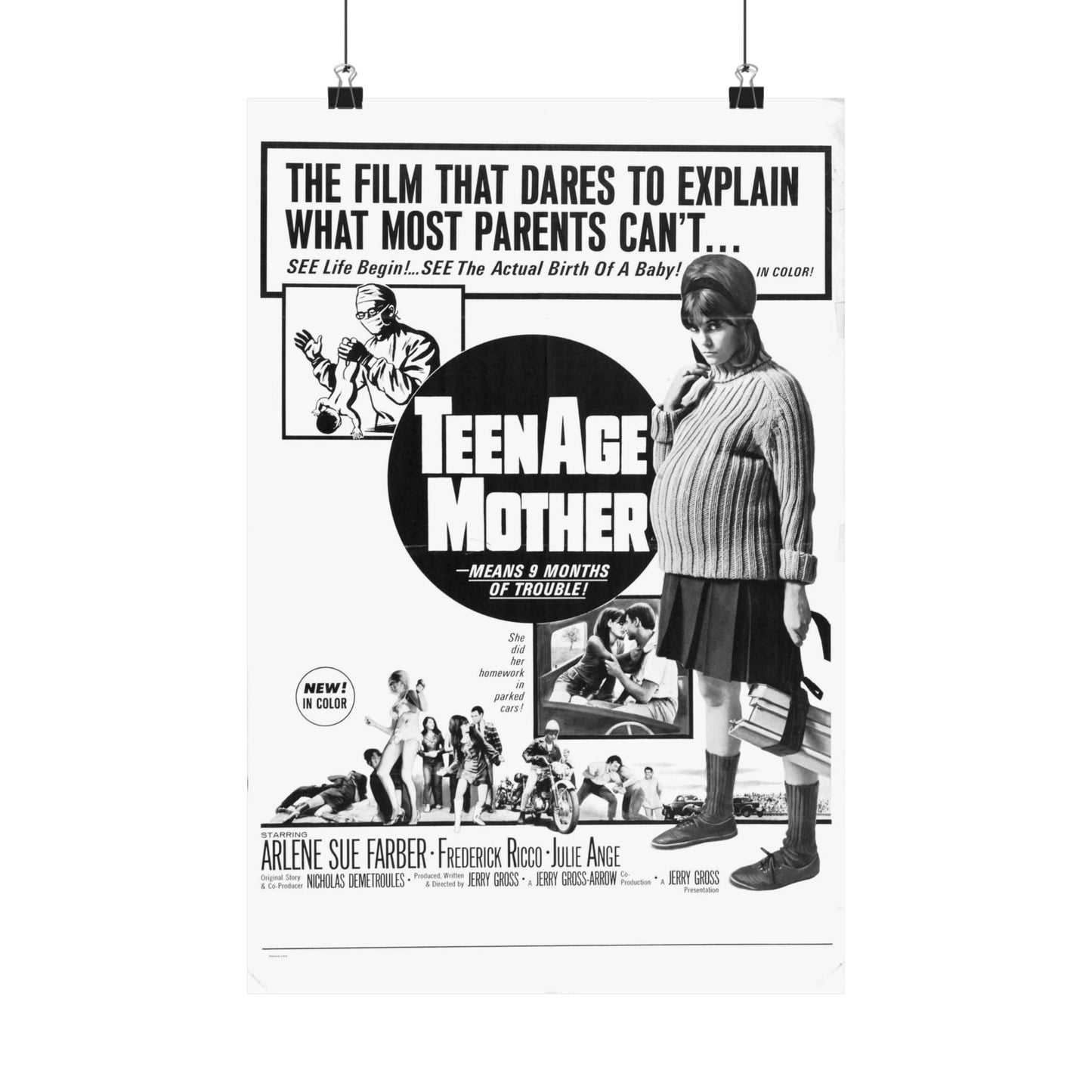 TEENAGE MOTHER 1967 - Paper Movie Poster-12″ x 18″-The Sticker Space