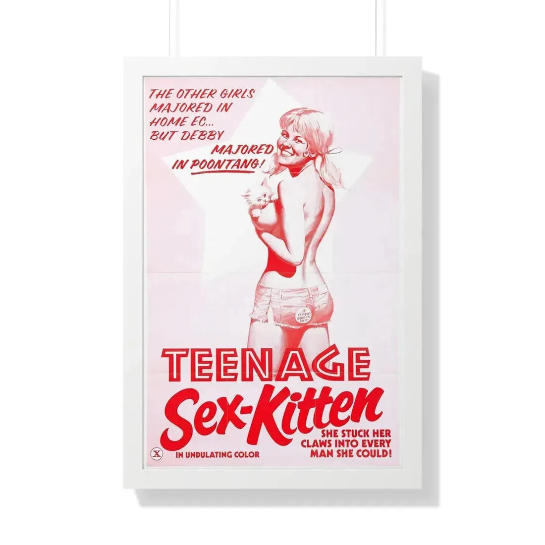 TEENAGE SEX-KITTEN 1975 - Framed Movie Poster 20" x 30" White - The Sticker Space