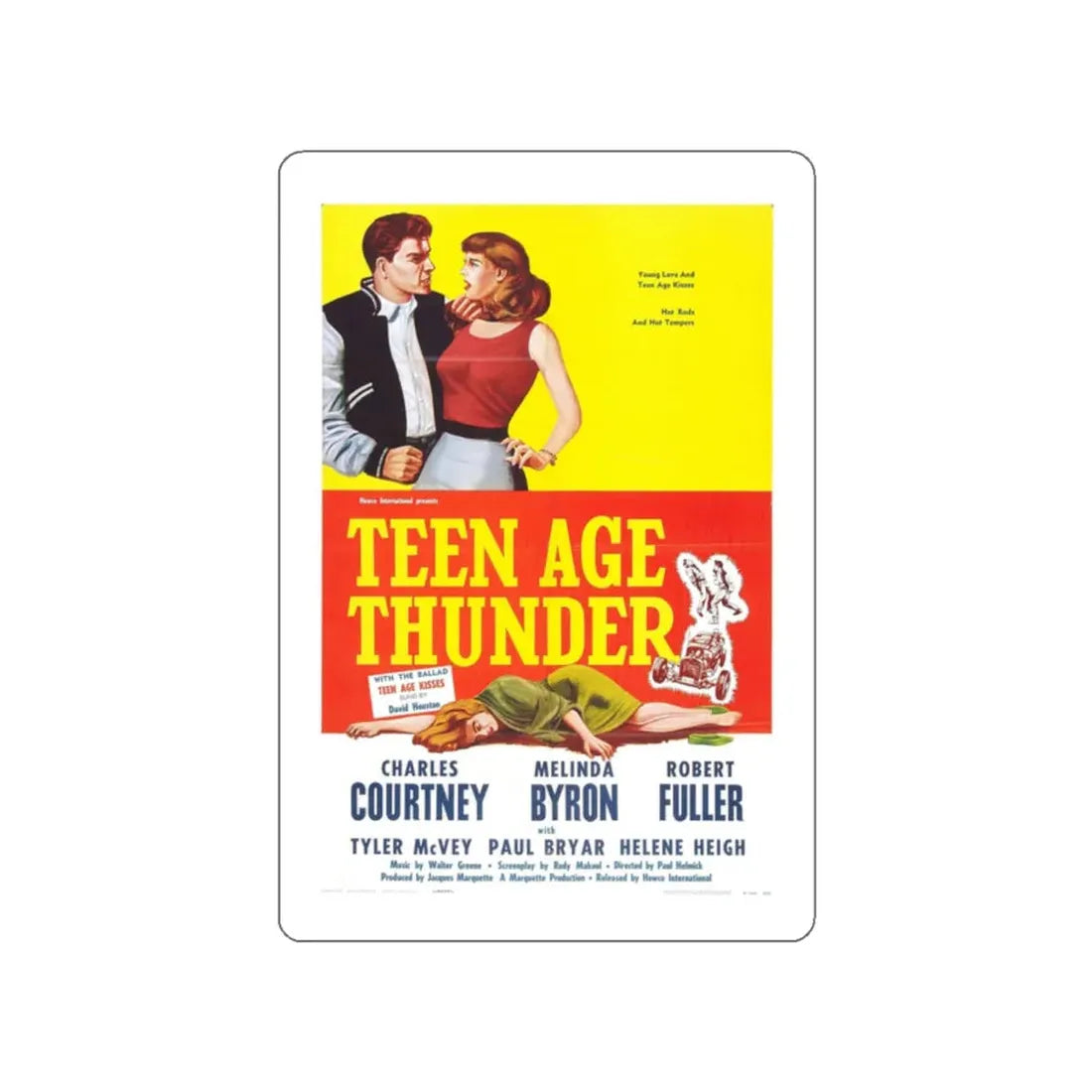 TEENAGE THUNDER 1957 Movie Poster STICKER Vinyl Die-Cut Decal 2 Inch - The Sticker Space