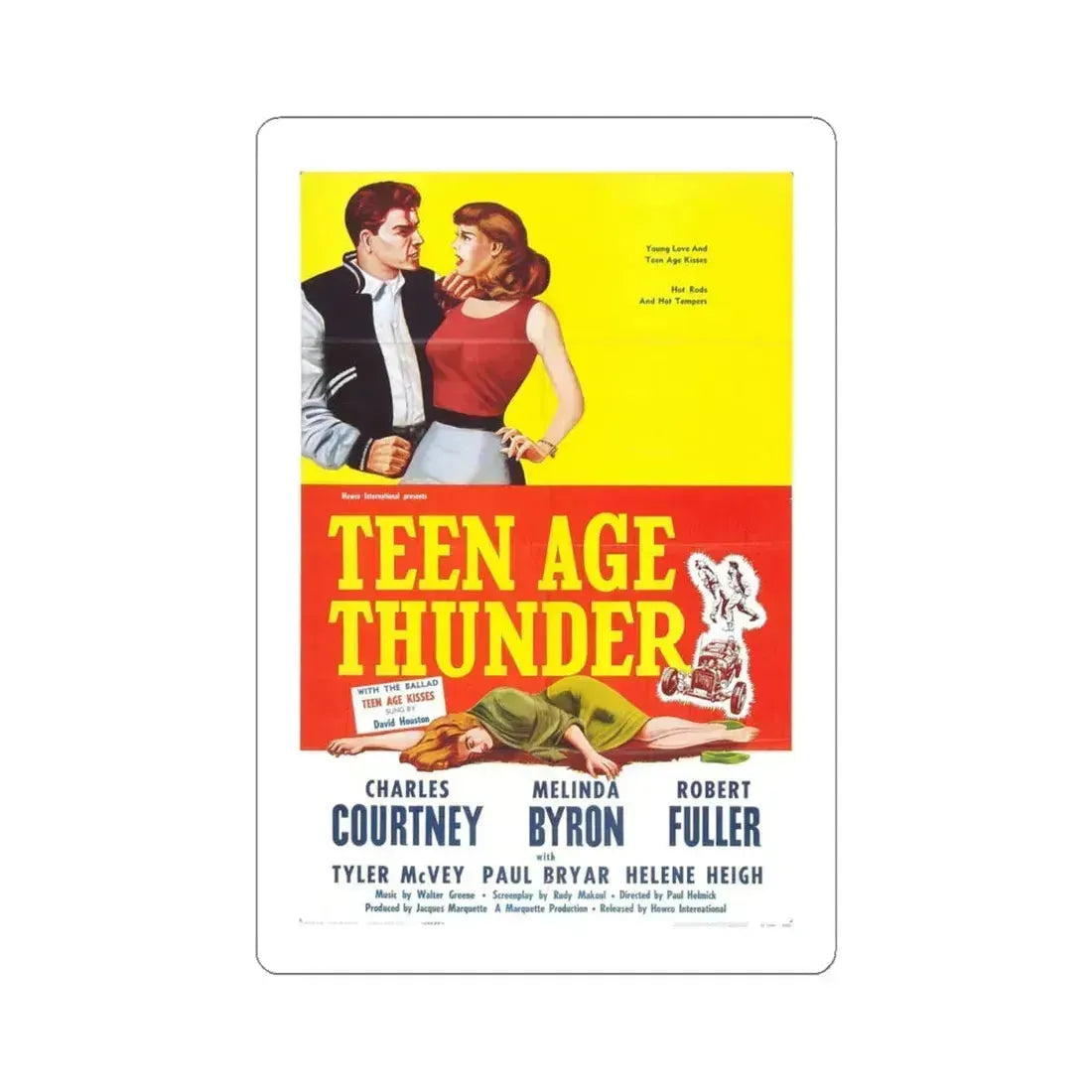 Teenage Thunder 1957 Movie Poster - STICKER Vinyl Kiss-Cut Decal 4 Inch White - The Sticker Space