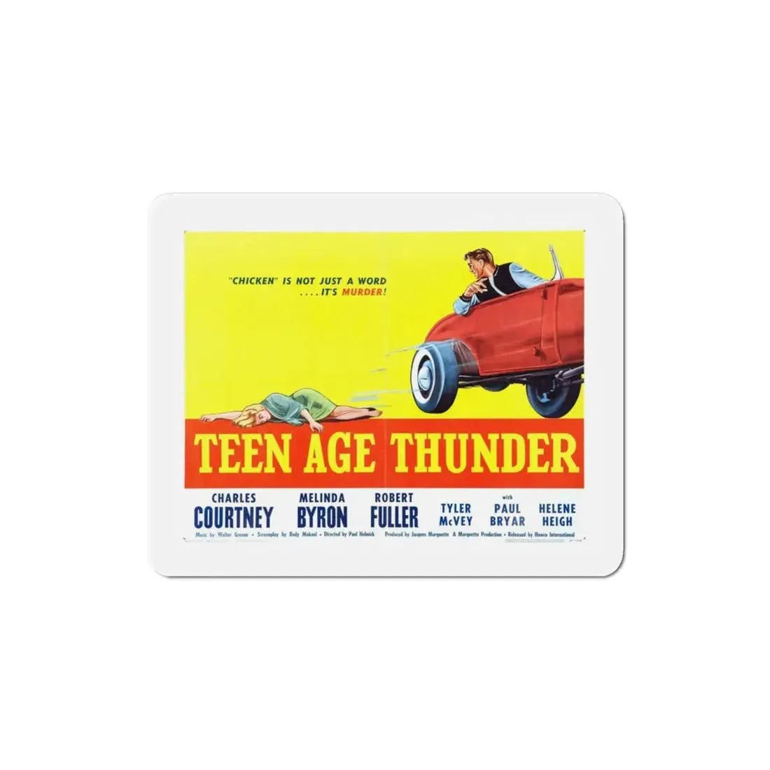 Teenage Thunder 1957 v2 Movie Poster Refrigerator Magnet 3 Inch - The Sticker Space