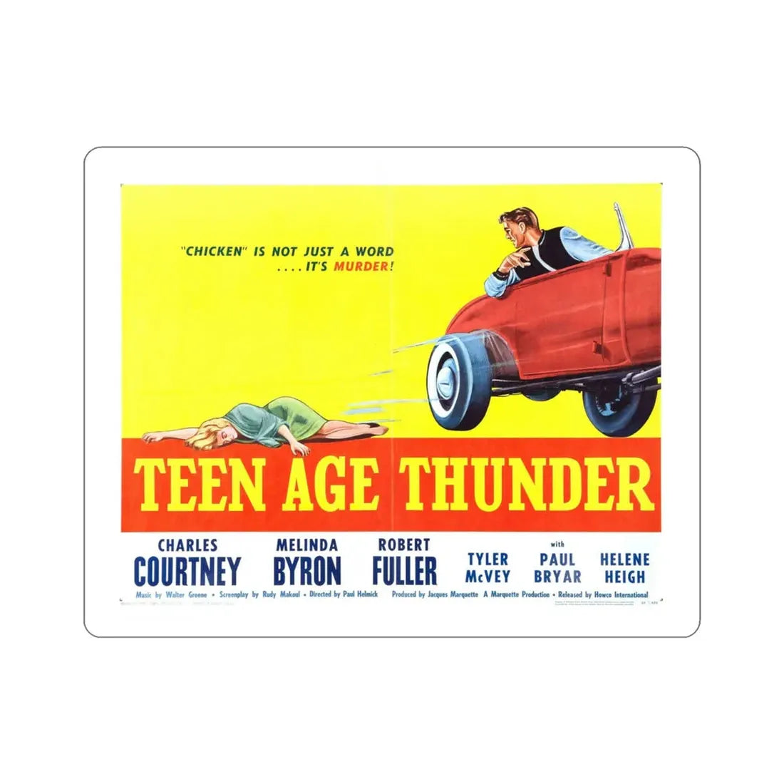 Teenage Thunder 1957 v2 Movie Poster STICKER Vinyl Die-Cut Decal 4 Inch - The Sticker Space