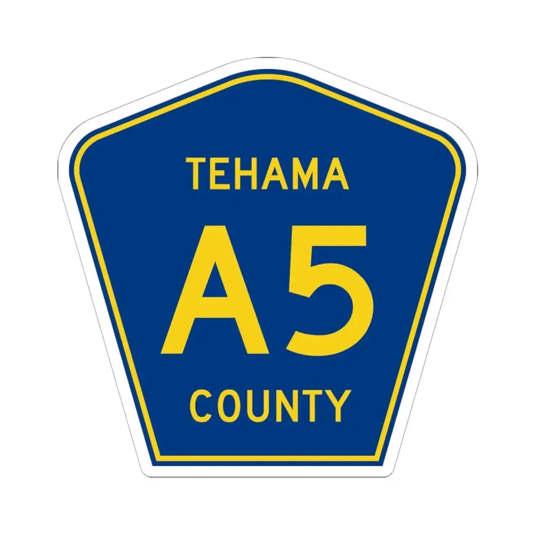 Tehama County A5 (California) (Road Sign) STICKER Vinyl Kiss-Cut Decal 6 Inch White - The Sticker Space