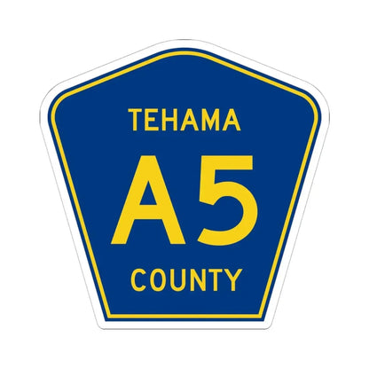 Tehama County A5 (California) (Road Sign) STICKER Vinyl Kiss-Cut Decal 6 Inch White - The Sticker Space