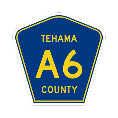 Tehama County A6 (California) (Road Sign) STICKER Vinyl Kiss-Cut Decal 3 Inch White - The Sticker Space